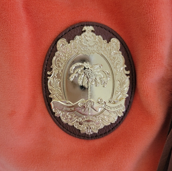 Y2K Juicy Couture Velour Daydreamer Malibu Palm Tree Bag in Orange/Brown RARE - Picture 3 of 9